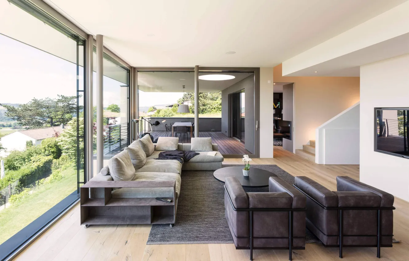 Фото обои интерьер, гостиная, столовая, House in Zurich, by Meier Architekten