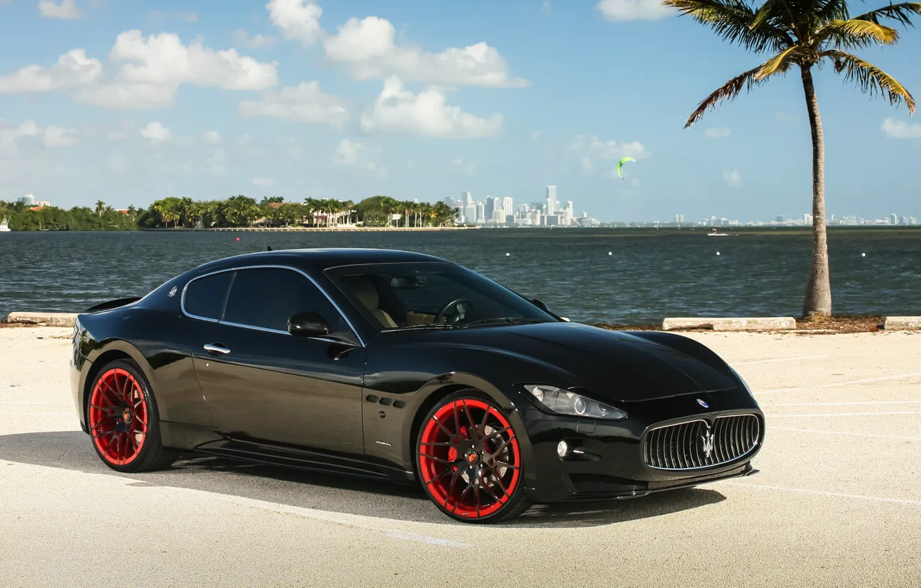 Фото обои Maserati, wheels, black, Granturismo, forgiato