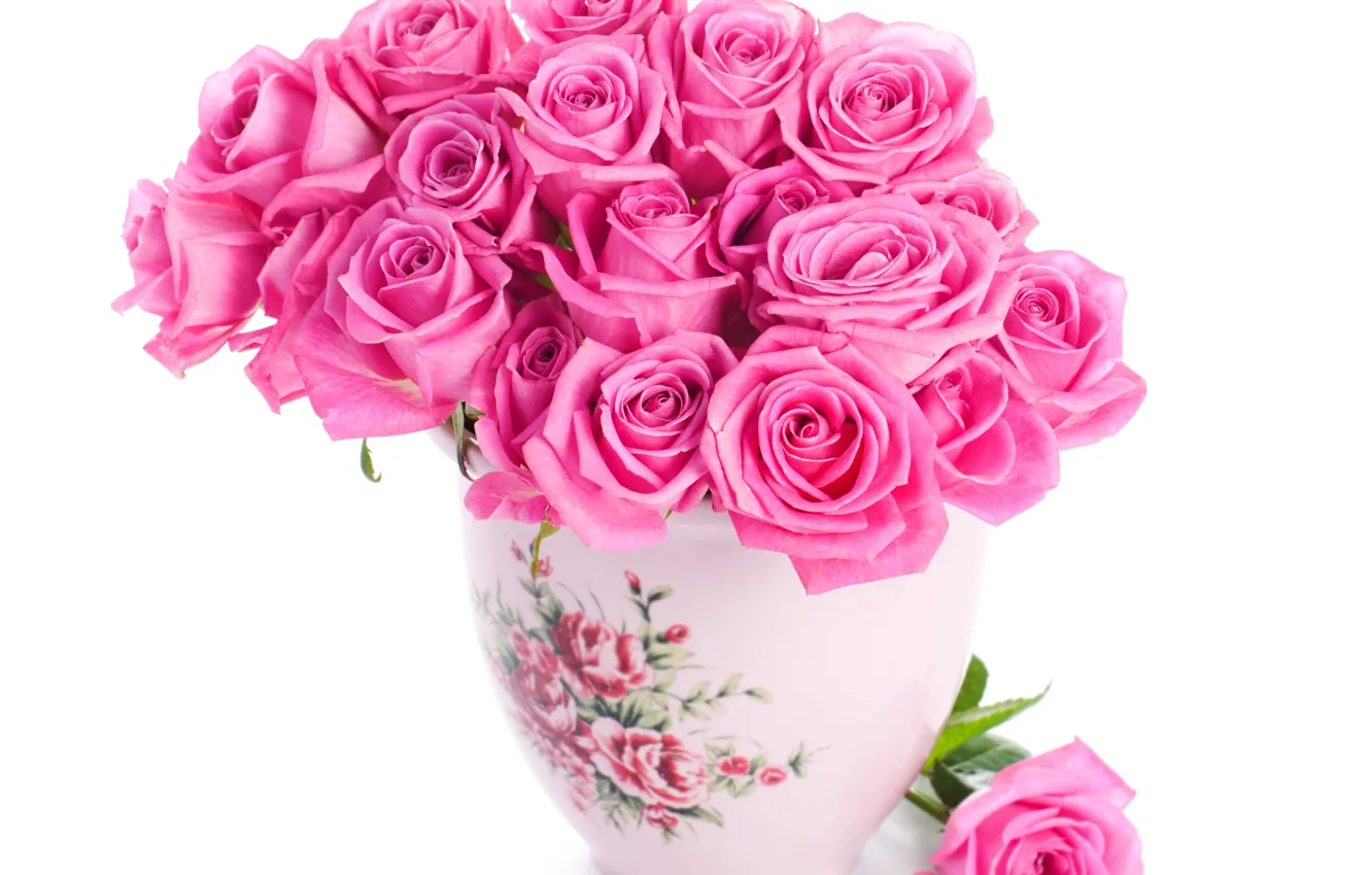 Фото обои розы, розовые, pink, flowers, beautiful, vase, bouquet, roses