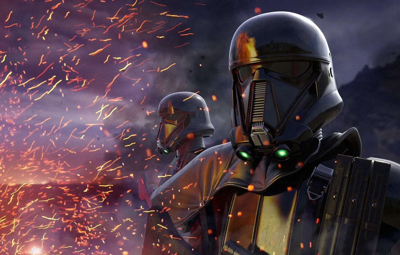 Фото обои Star Wars, fire, science fiction, sci-fi, movie, film, mask, helmet