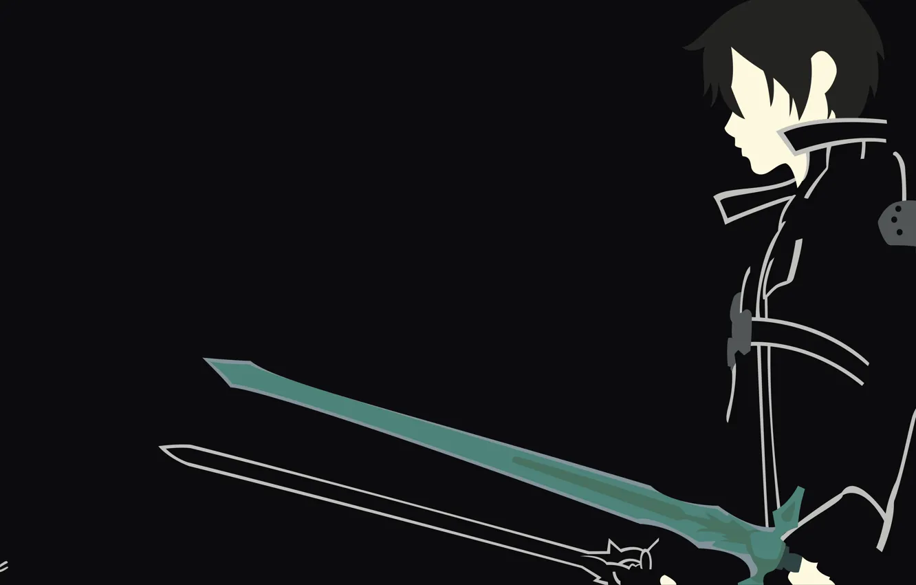 Фото обои минимализм, парень, мечи, векторная графика, Sword Art Online, Кирито, Мастера Меча Онлайн