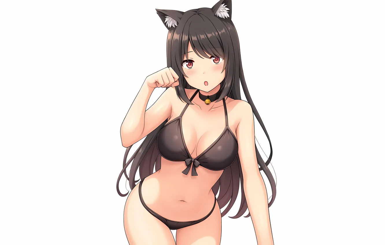 Фото обои girl, sexy, cleavage, long hair, boobs, animal ears, anime, beautiful