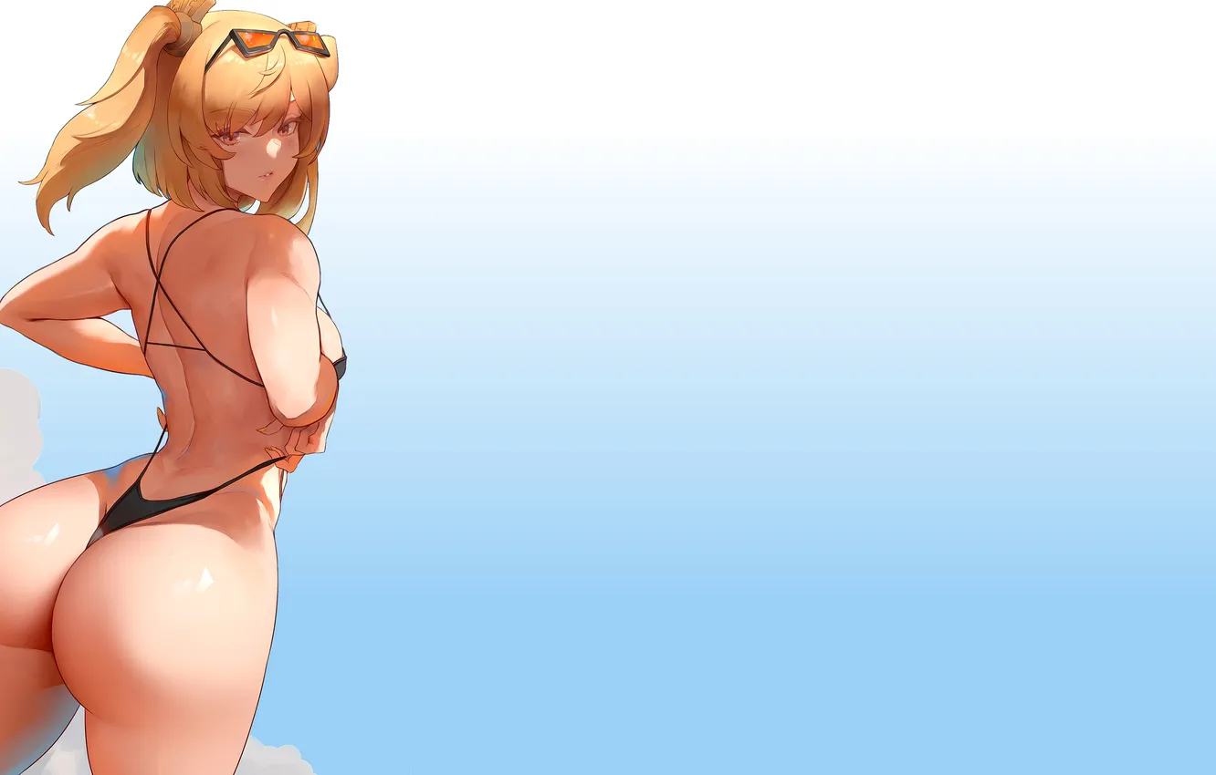 Фото обои hot, sexy, ass, beach, anime, pretty, blonde, butt