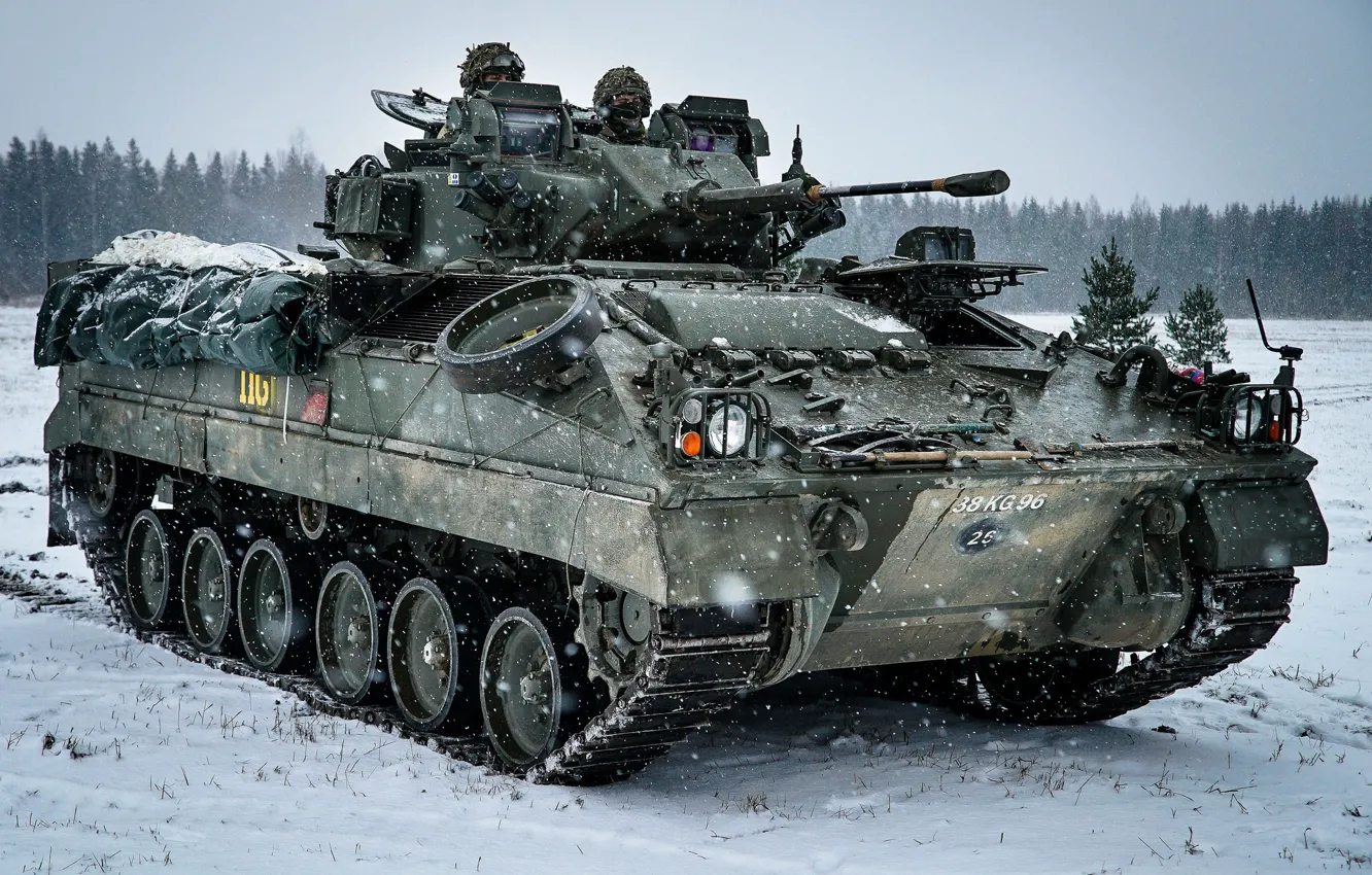 Фото обои зима, машина, снег, пехоты, бронированная