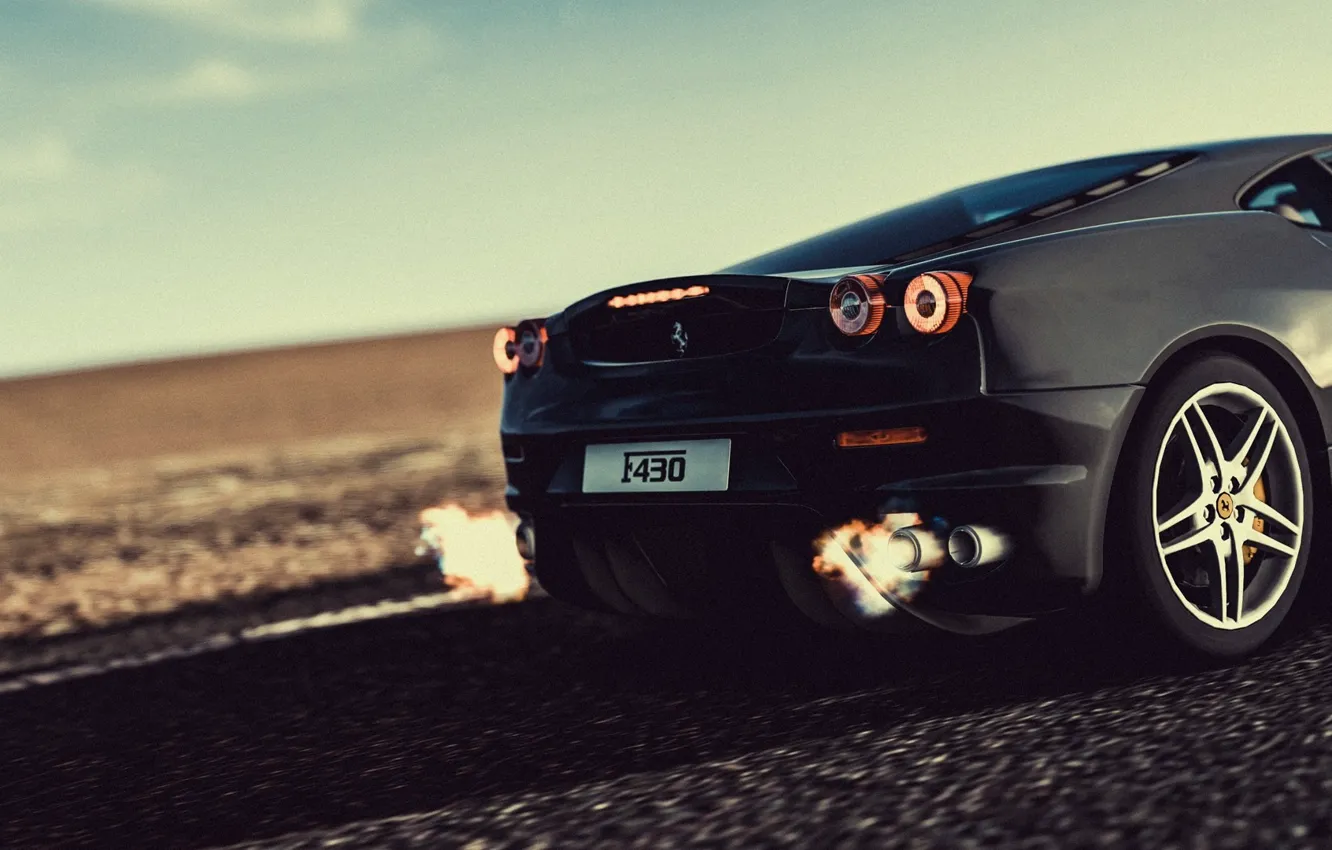 Фото обои fire, flame, ferrari, black, f430, speed, 430