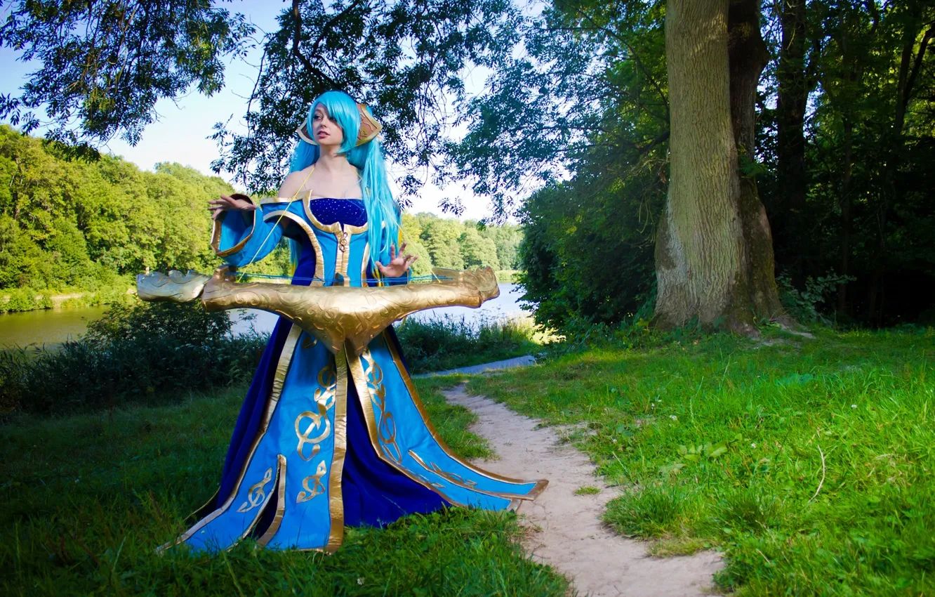Фото обои девушка, волосы, косплей, cosplay, платья, League of Legends, Sona, Riot Games