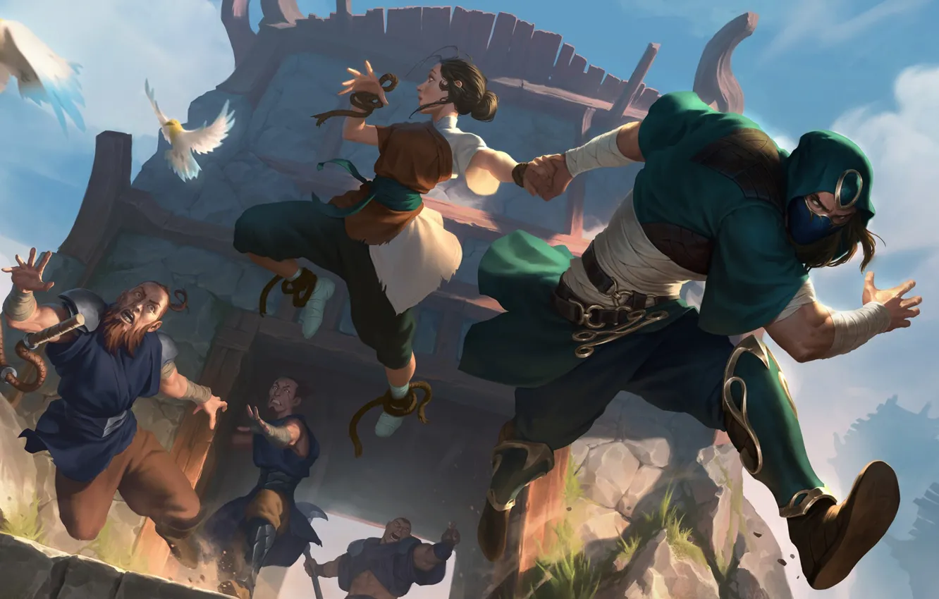 Фото обои побег, дюди, Legends of Runeterra, девушка, ниндзя
