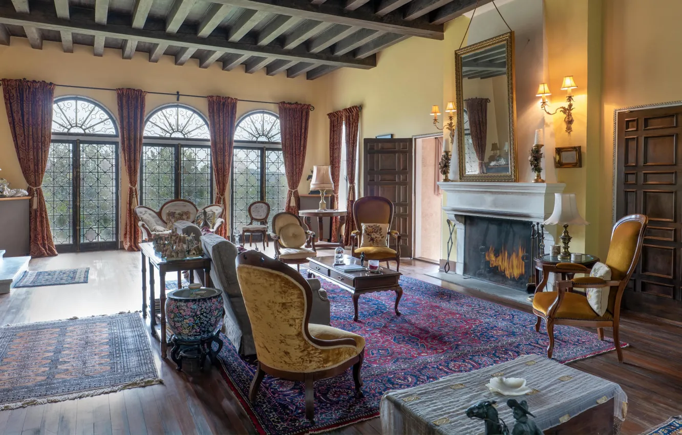 Фото обои дизайн, стиль, интерьер, камин, гостиная, Victorian style, Modern Castle, Современный Замок