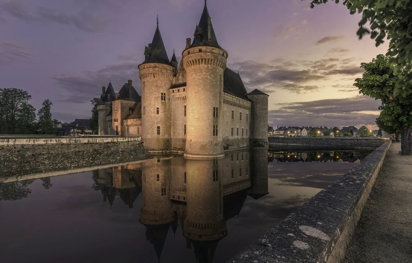 Фото обои France, Castle, Reflection, Sully-sur-Loire