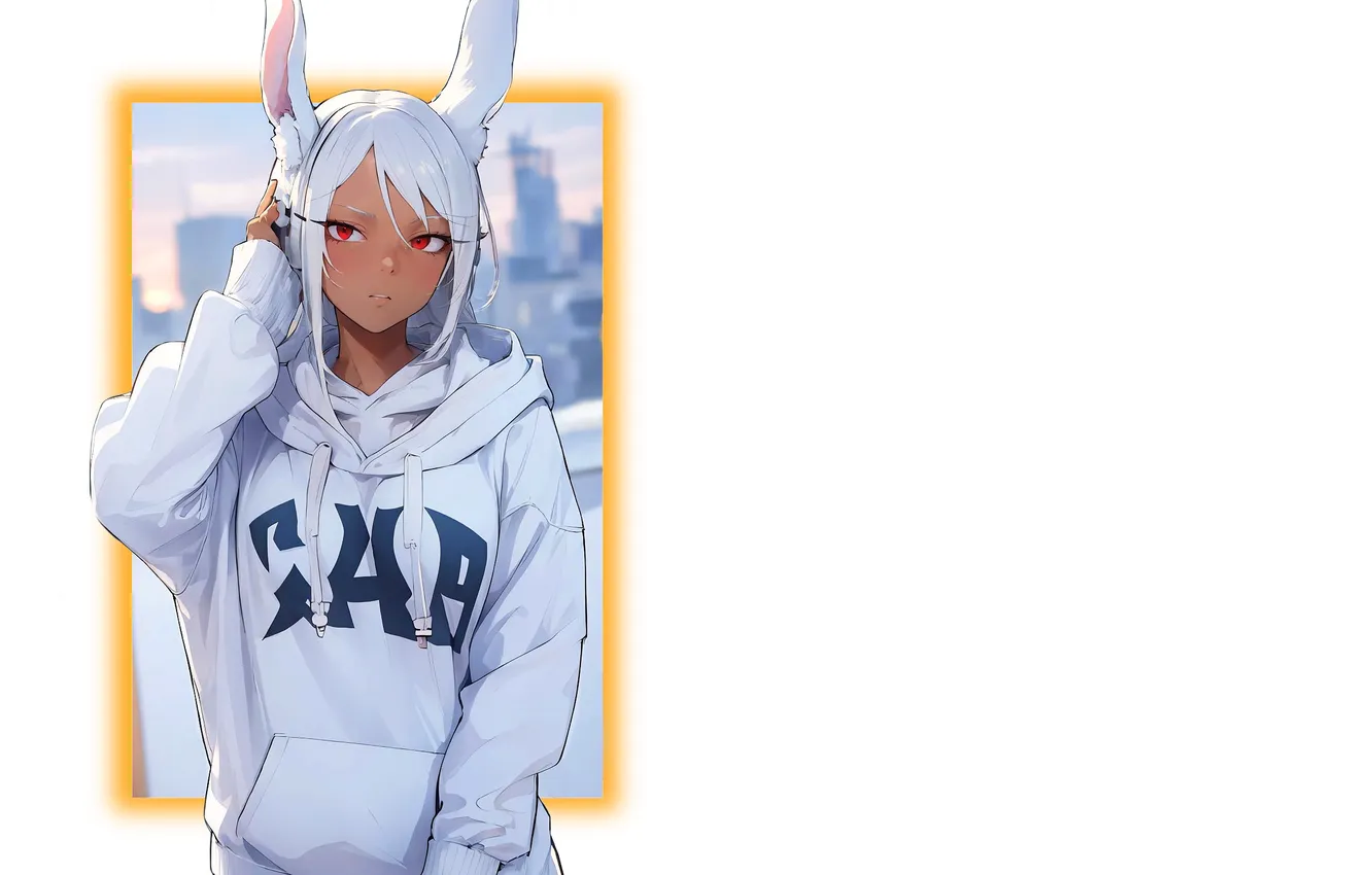 Фото обои kawaii, girl, sexy, rabbit, anime, brown, hero, babe