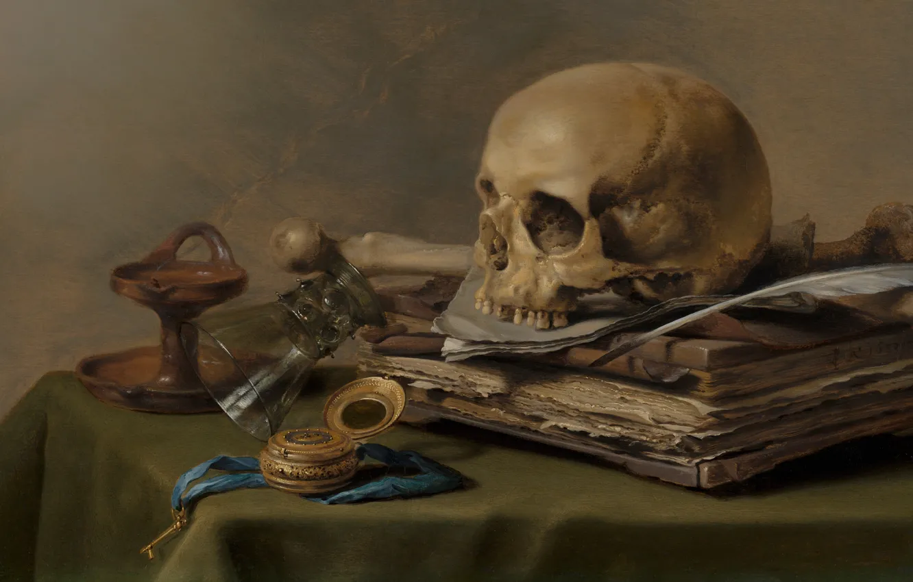 Фото обои Питер Клас, голландский художник, 1630, Dutch Golden Age painter, Pieter Claesz, Vanitas still life, oil …