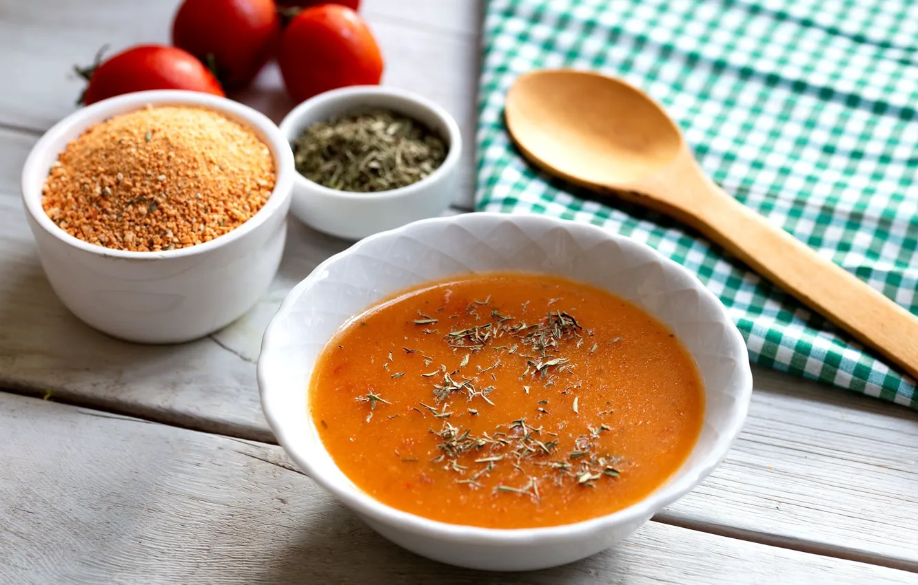 Фото обои soup, pepper, tomato, parsley, garlic, Tarhana Soup