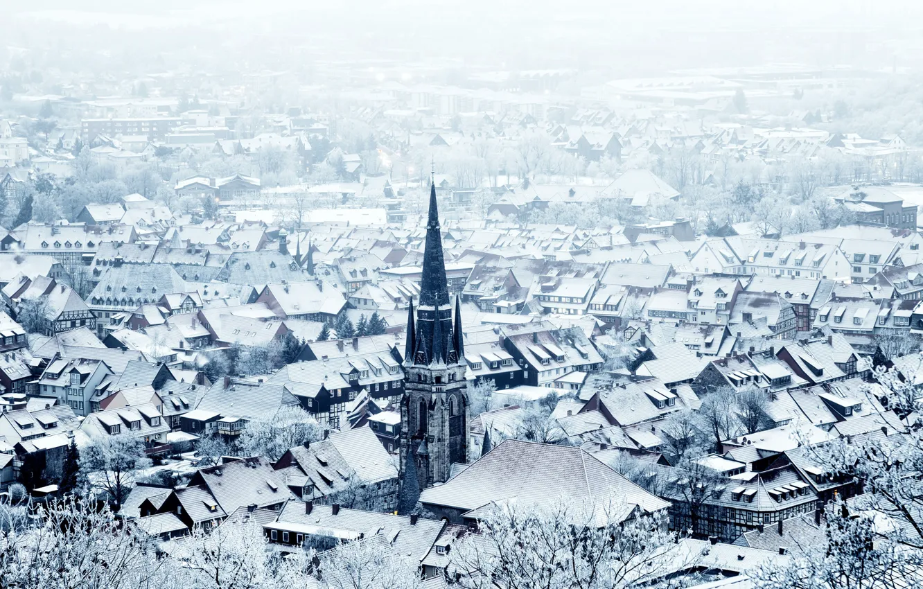 Фото обои зима, город, Harz, Wernigerode