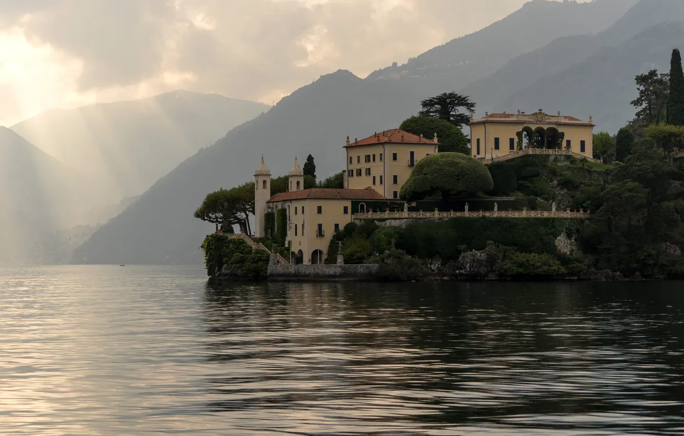 Фото обои горы, озеро, вилла, Италия, Комо