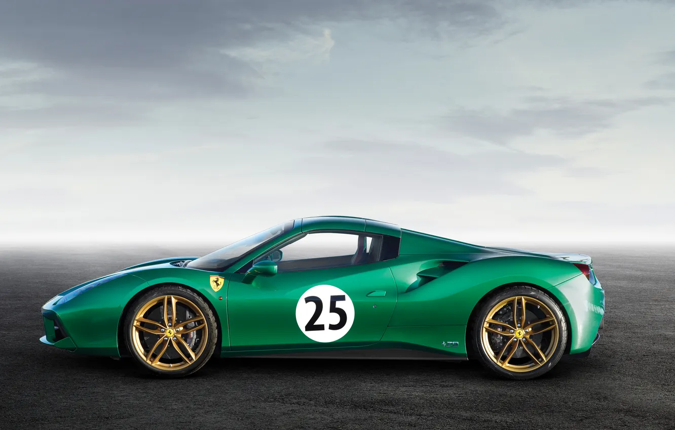 Фото обои Ferrari, 2016, 488, Ferrari 488 Spider "The Green Jewel"