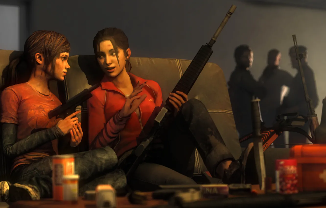 Фото обои девушка, пистолет, оружие, девочка, Left 4 Dead, crossover, Zoey, The Last of Us
