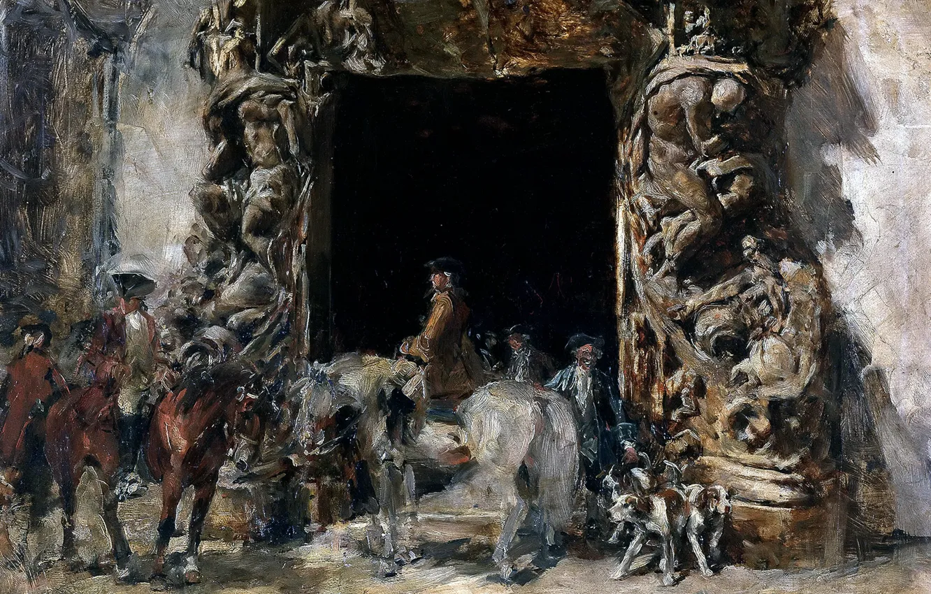 Фото обои картина, скульптура, Ворота Дворца дель Маркес де Дос Агуас, Франциско Доминго Маркес
