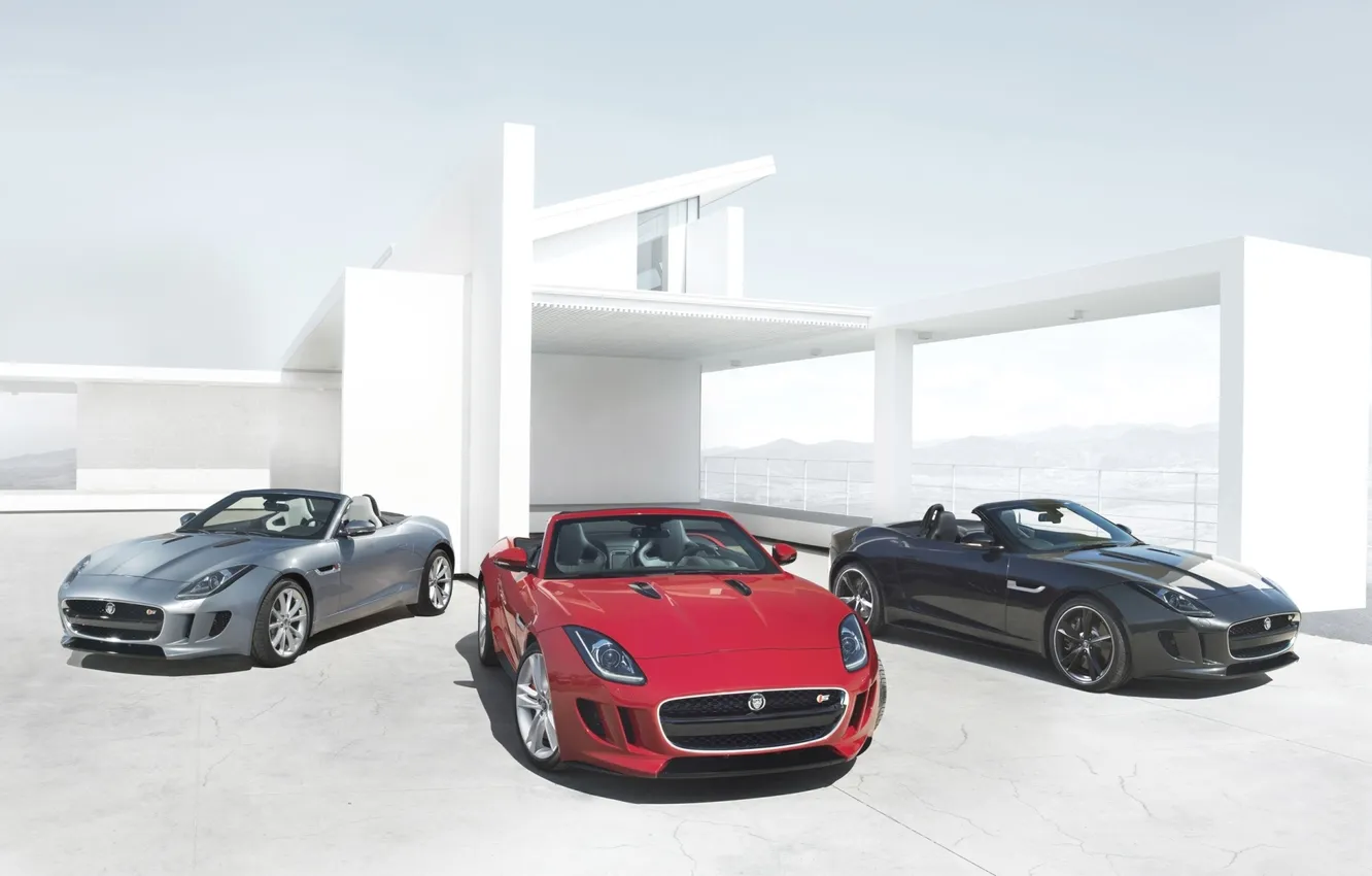 Фото обои красный, фон, чёрный, вилла, Jaguar, серебристый, Ягуар, родстер