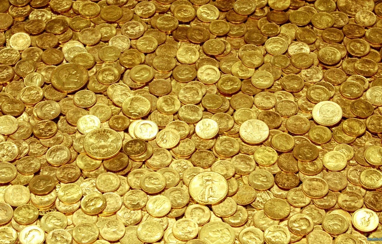 Фото обои жёлтый, золото, деньги, монеты