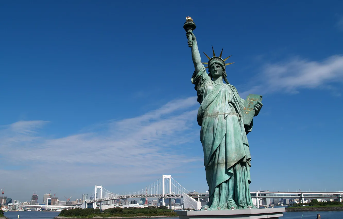 Фото обои city, new york, Статуя свободы