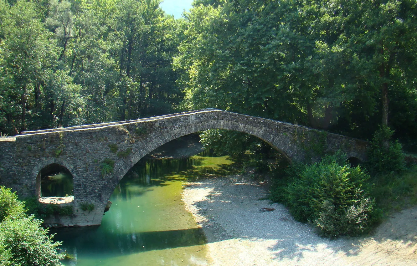 Фото обои river, Epirus, stone bridge