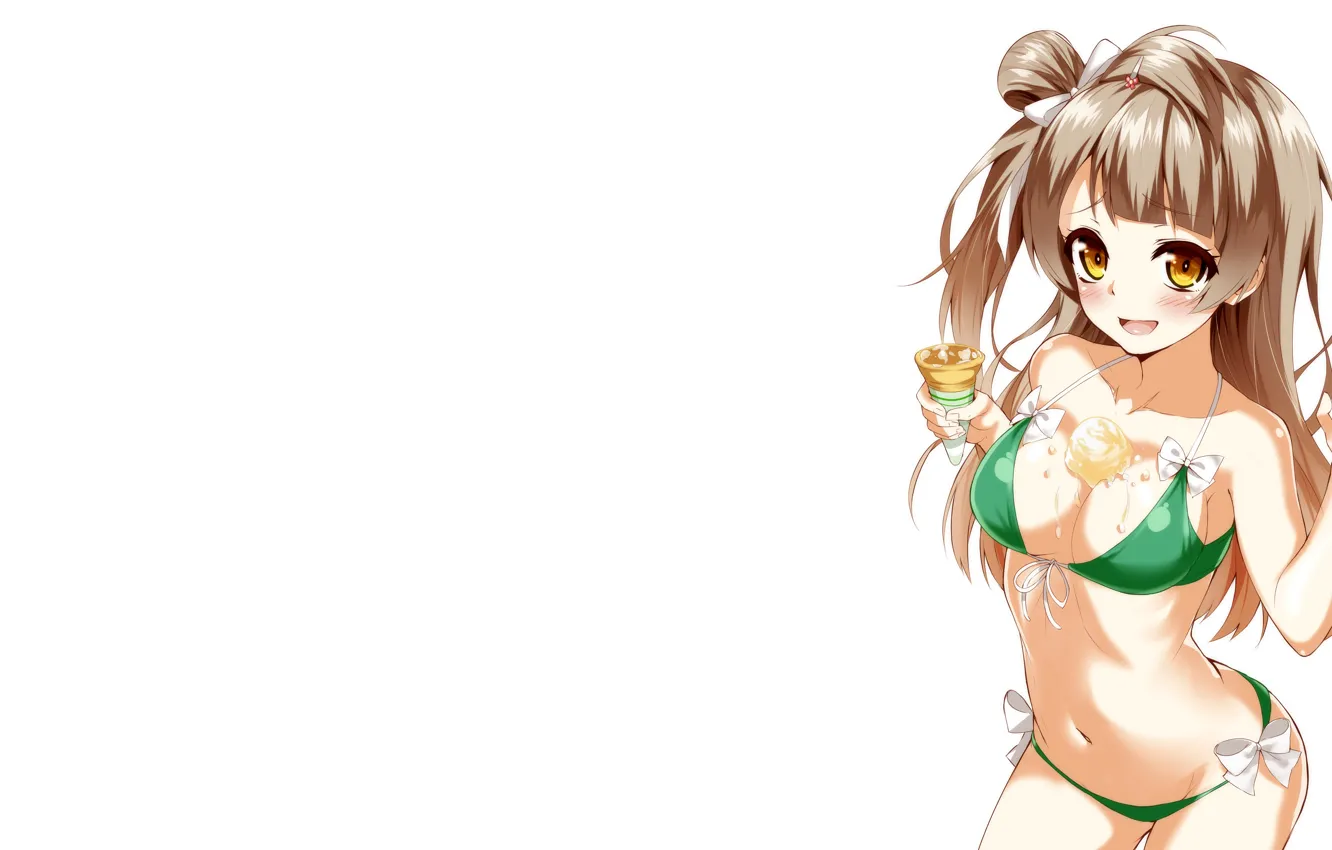Фото обои girl, sexy, cleavage, long hair, brown hair, boobs, anime, beautiful