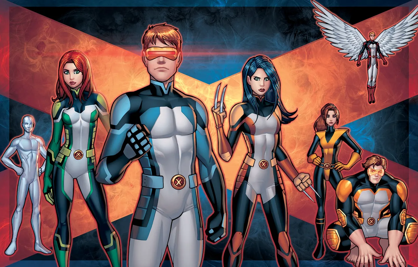 Фото обои X-Men, marvel, Beast, Iceman, Archangel, X-23, Shadowcat, Jean Grey