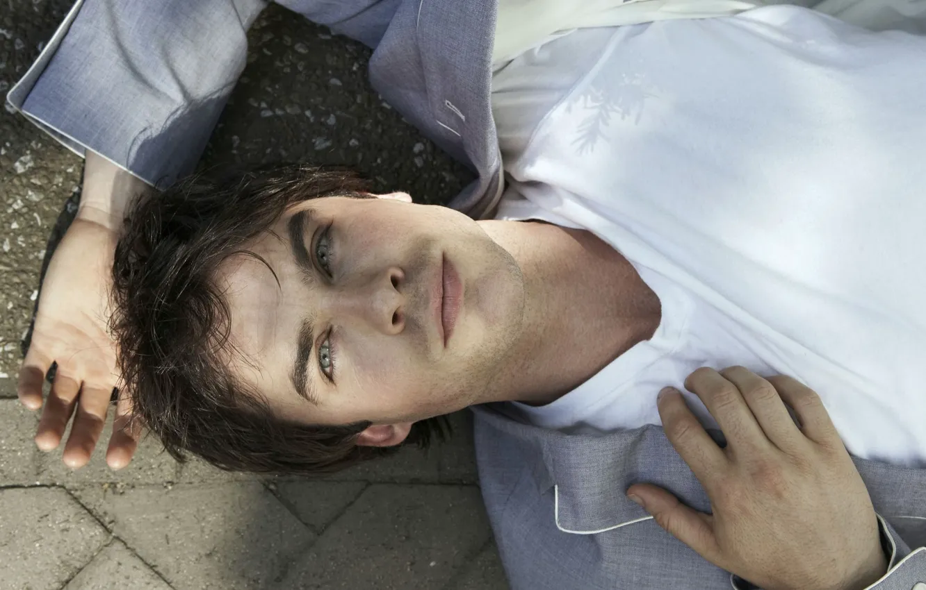 Фото обои лицо, майка, мужчина, пиджак, красивый, Ian Somerhalder, Иен Сомерхолдер, Vampire Diaries