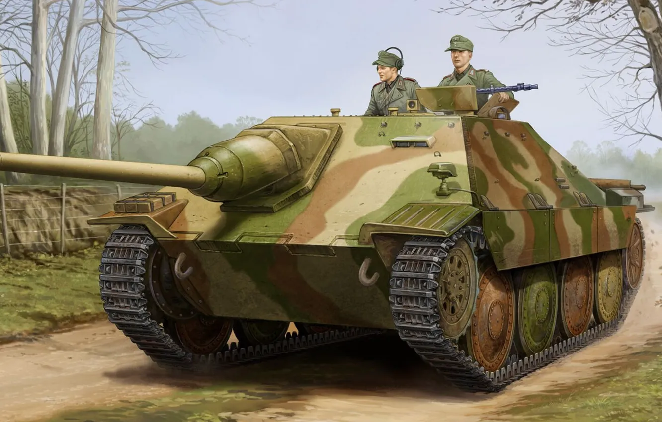 Фото обои САУ, истребитель танков, самоходная артиллерийская установка, Hetzer, немецкая лёгкая, Jagdpanzer 38(t)
