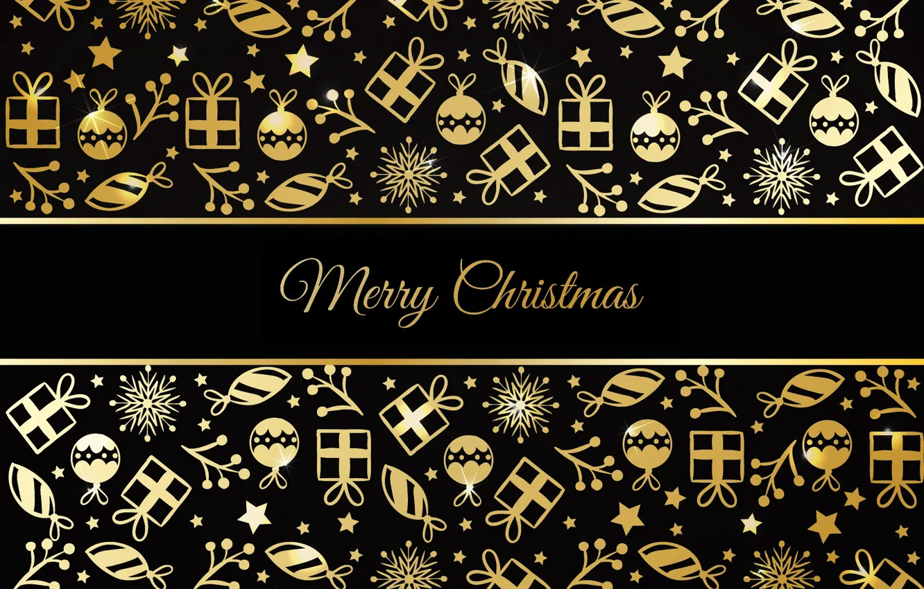 Фото обои украшения, золото, узор, Новый Год, Рождество, golden, черный фон, Christmas