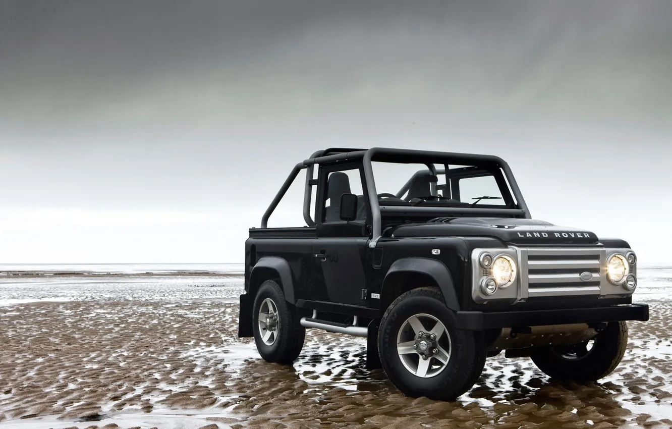 Фото обои Песок, Land Rover, Автомобиль, Внедорожник, Defender