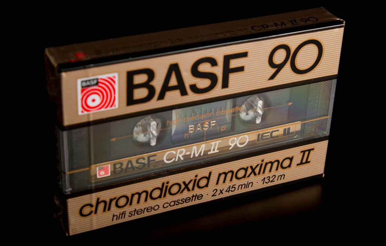 Фото обои макро, музыка, фон, кассета, BASF