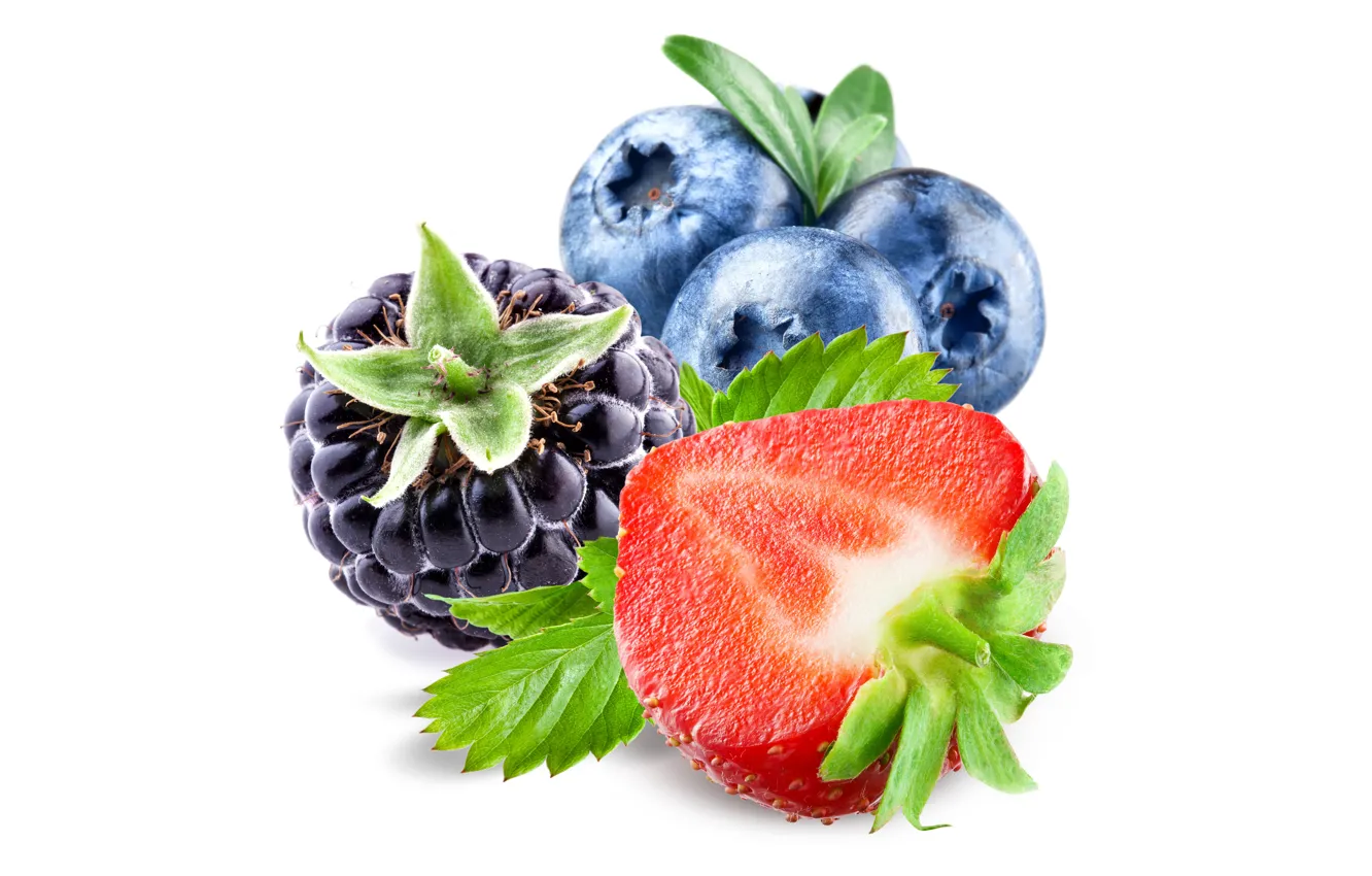 Фото обои ягоды, черника, клубника, витамины, ежевика