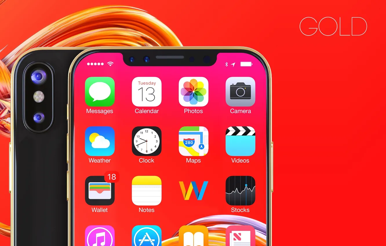 Фото обои iPhone, apple, gold, camera, hi-tech, smartphone, tecnology, iPhone X