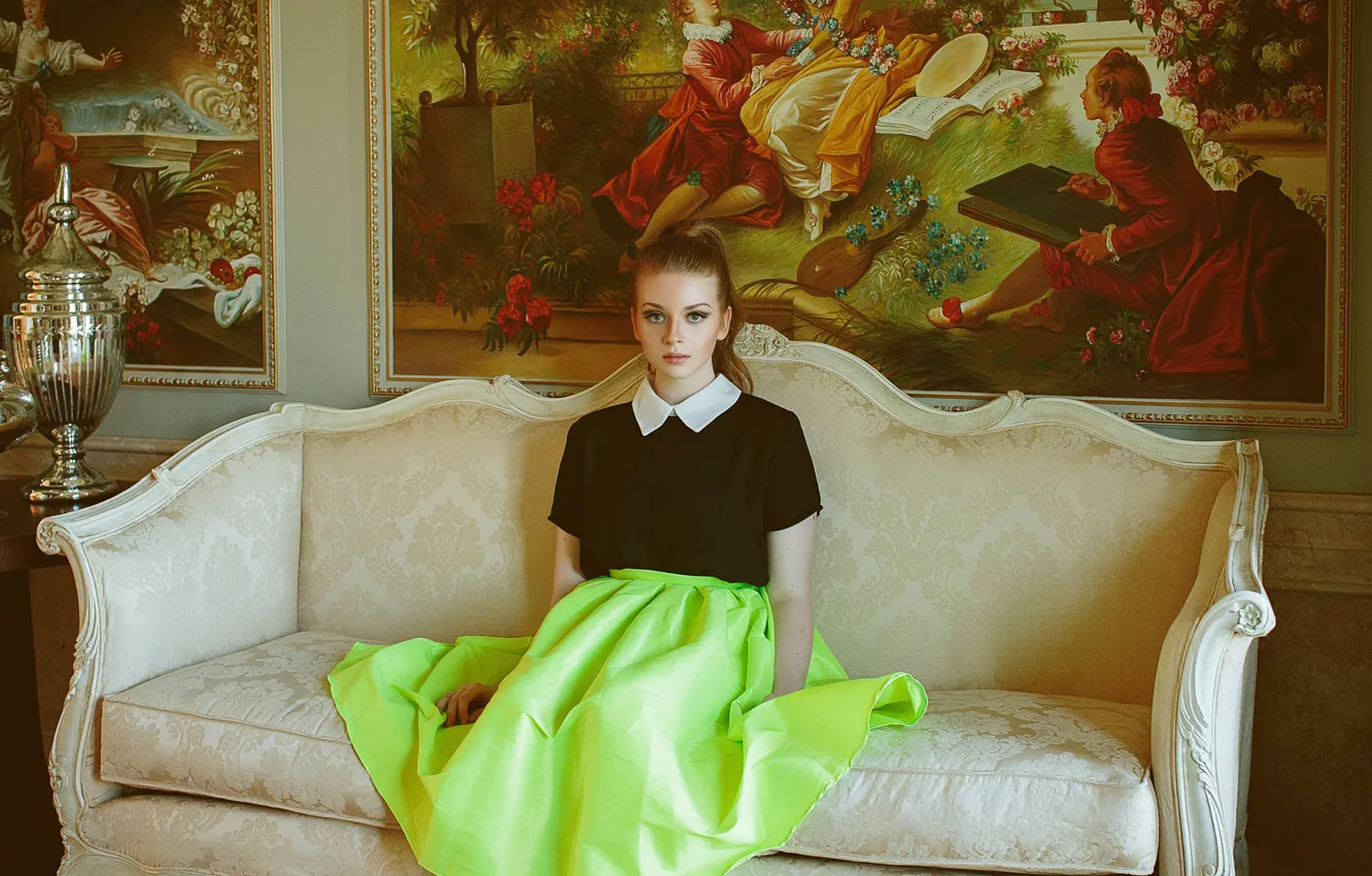 Фото обои диван, картины, fashion, vintage, beautiful, stylish, Little Princess