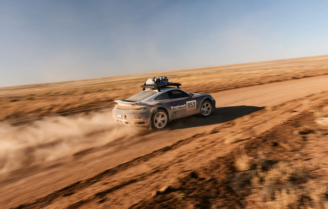 Фото обои car, 911, Porsche, dust, drive, Porsche 911 Dakar Rallye Design Package