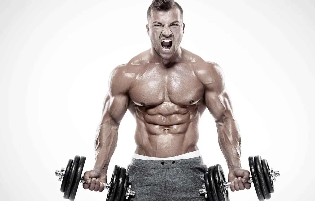 Фото обои поза, фигура, muscle, мышцы, пресс, pose, атлет, гантели