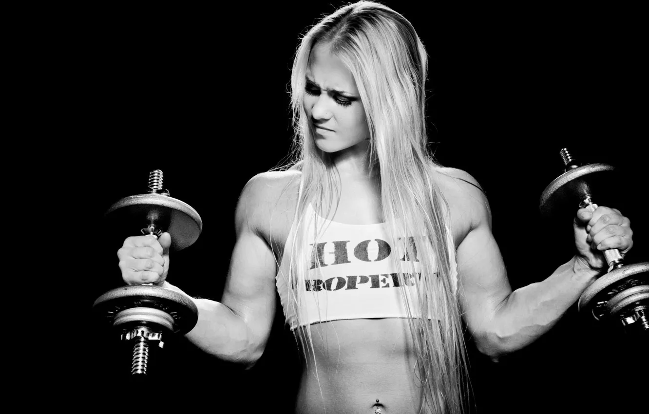 Фото обои поза, спорт, фигура, блондинка, sport, мышцы, figure, muscles