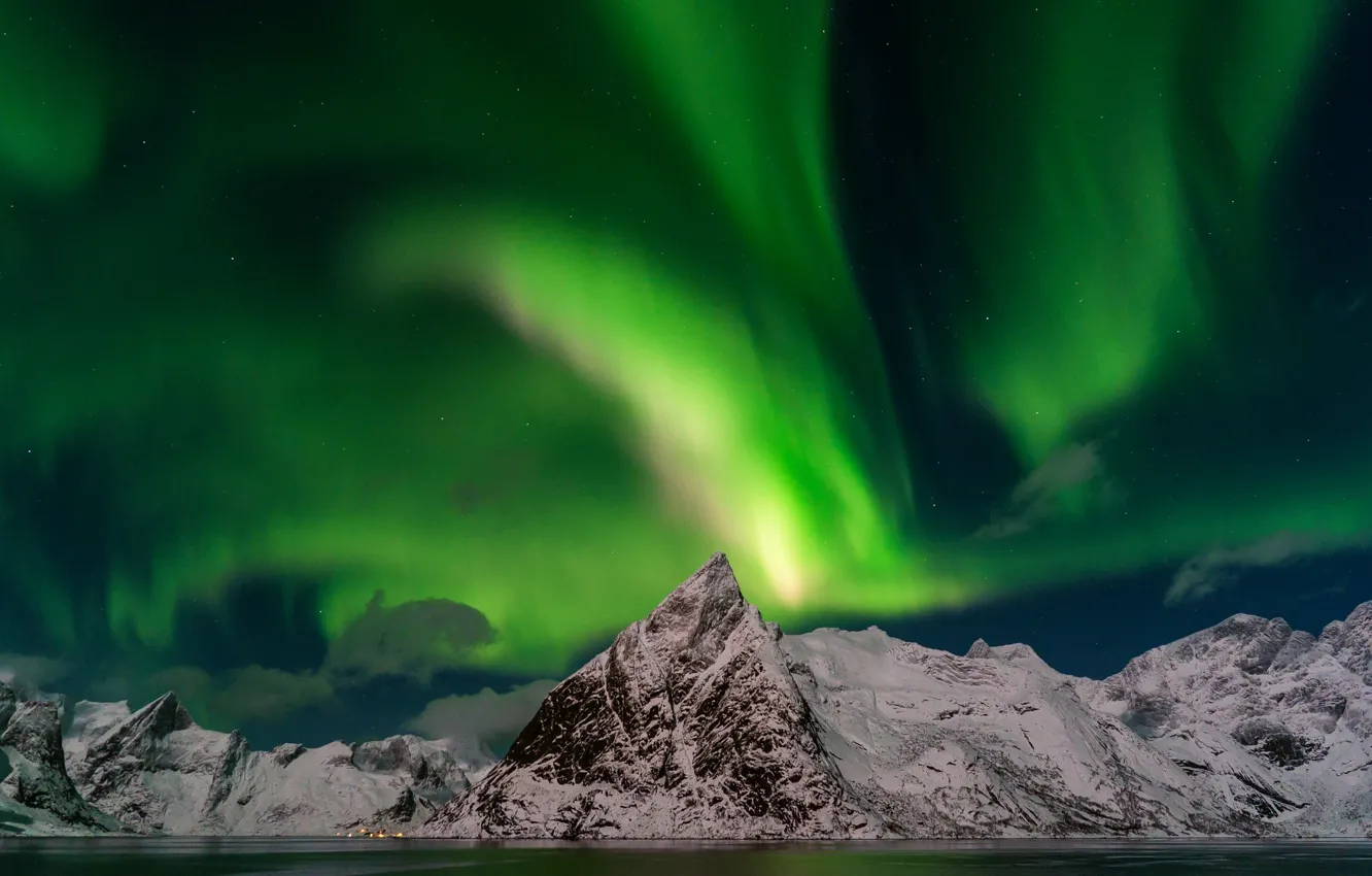 Фото обои Sky, Green, Landscape, Norway, Arctic, Outdoor