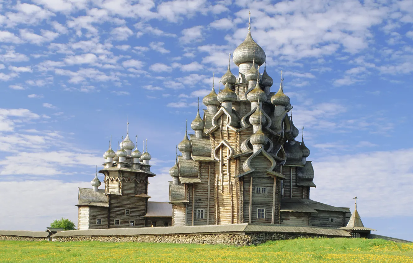 Фото обои Кижи, Кижский погост, Карелия, Церковь Преображения Господня, Преображенская церковь