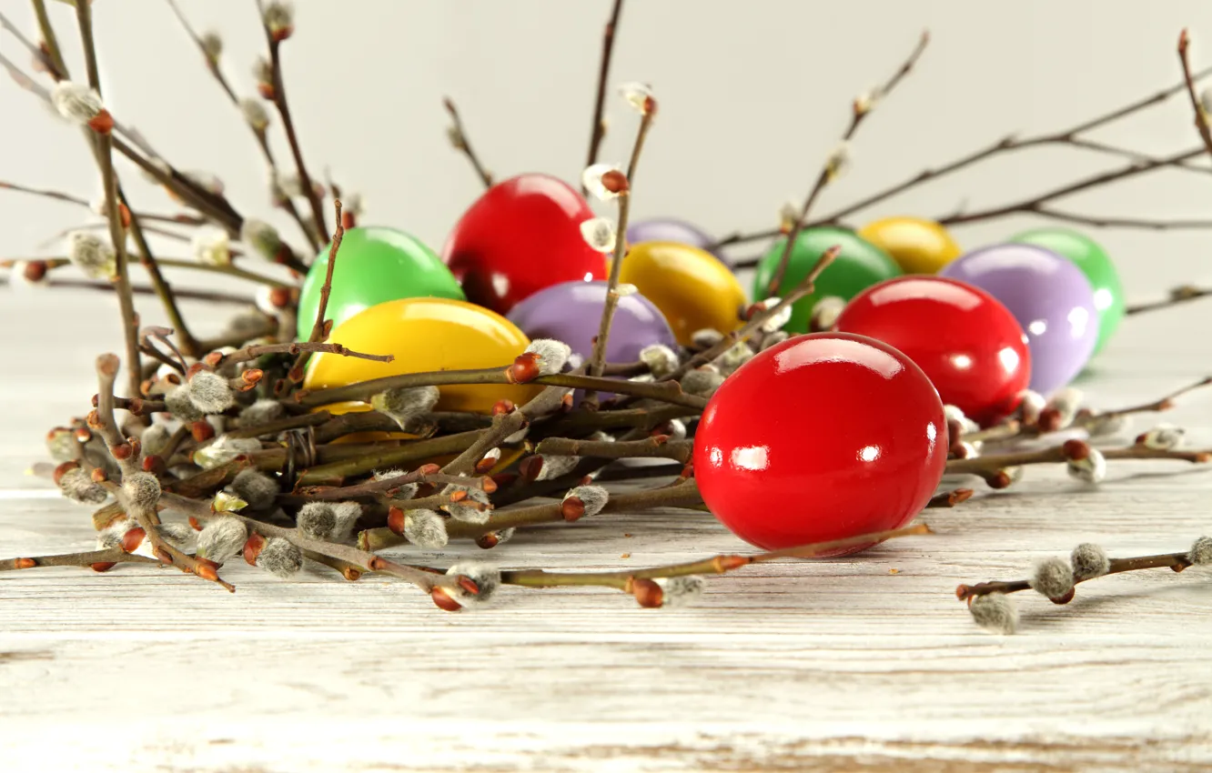Фото обои яйца, пасха, верба, eggs, easter, willow twig