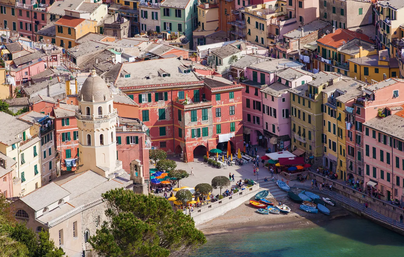 Фото обои море, дома, Италия, Вернацца, Чинкве-Терре, Parco nazionale delle Cinque Terre