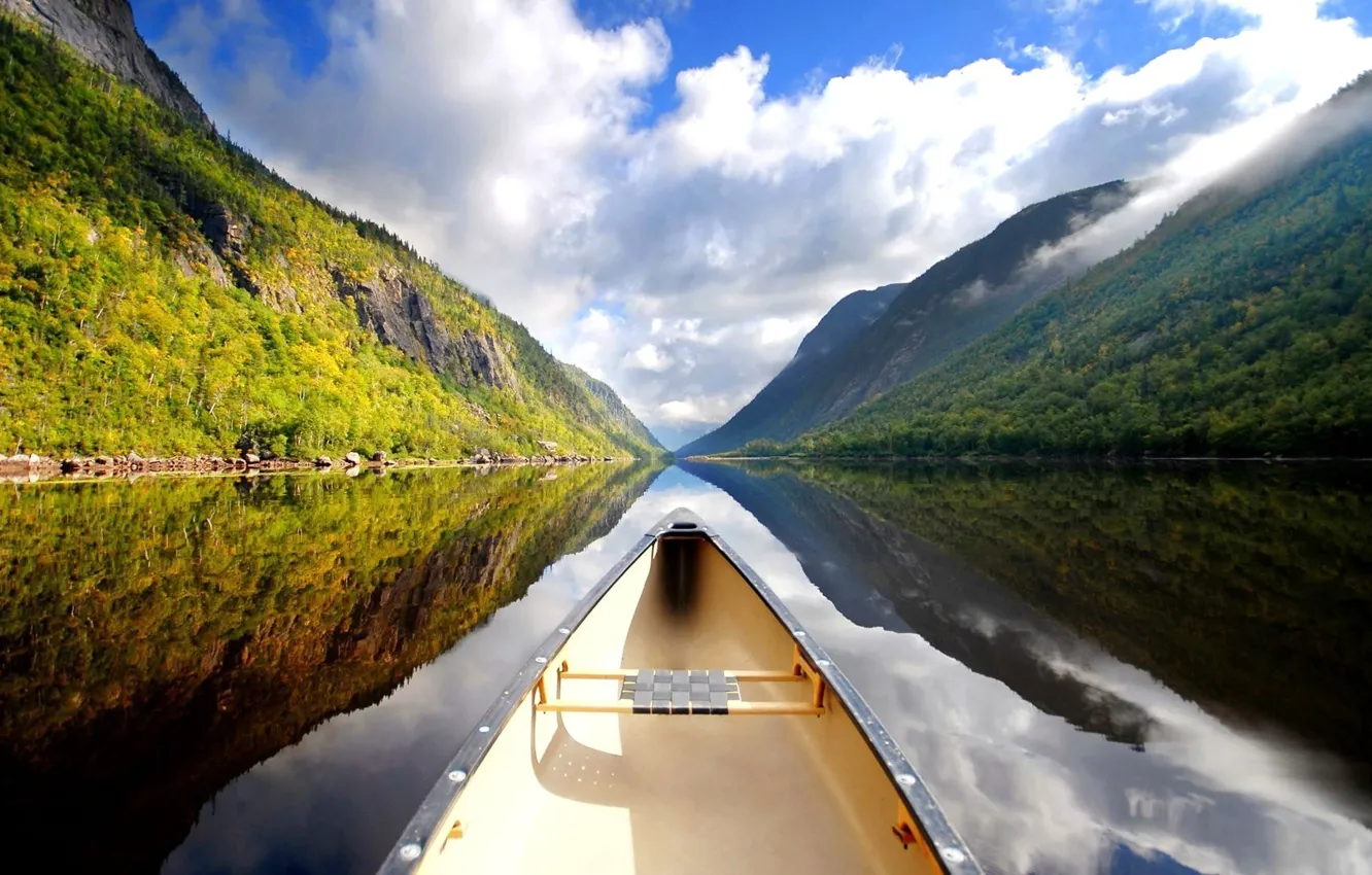 Фото обои пейзаж, Новая Зеландия, речка, river, landscape, New Zealand, каное, canoe