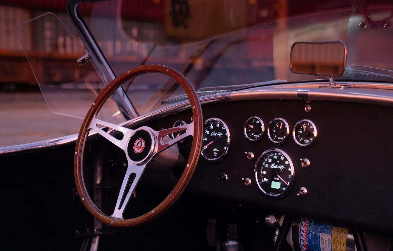 Фото обои car, Shelby, retro, Cobra, steering wheel, dashboard, Shelby Cobra 427 S/C