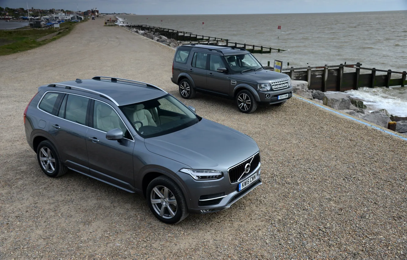 Фото обои Volvo, Land Rover, Discovery, XC90, вольво, дискавери, ленд ровер, 2015