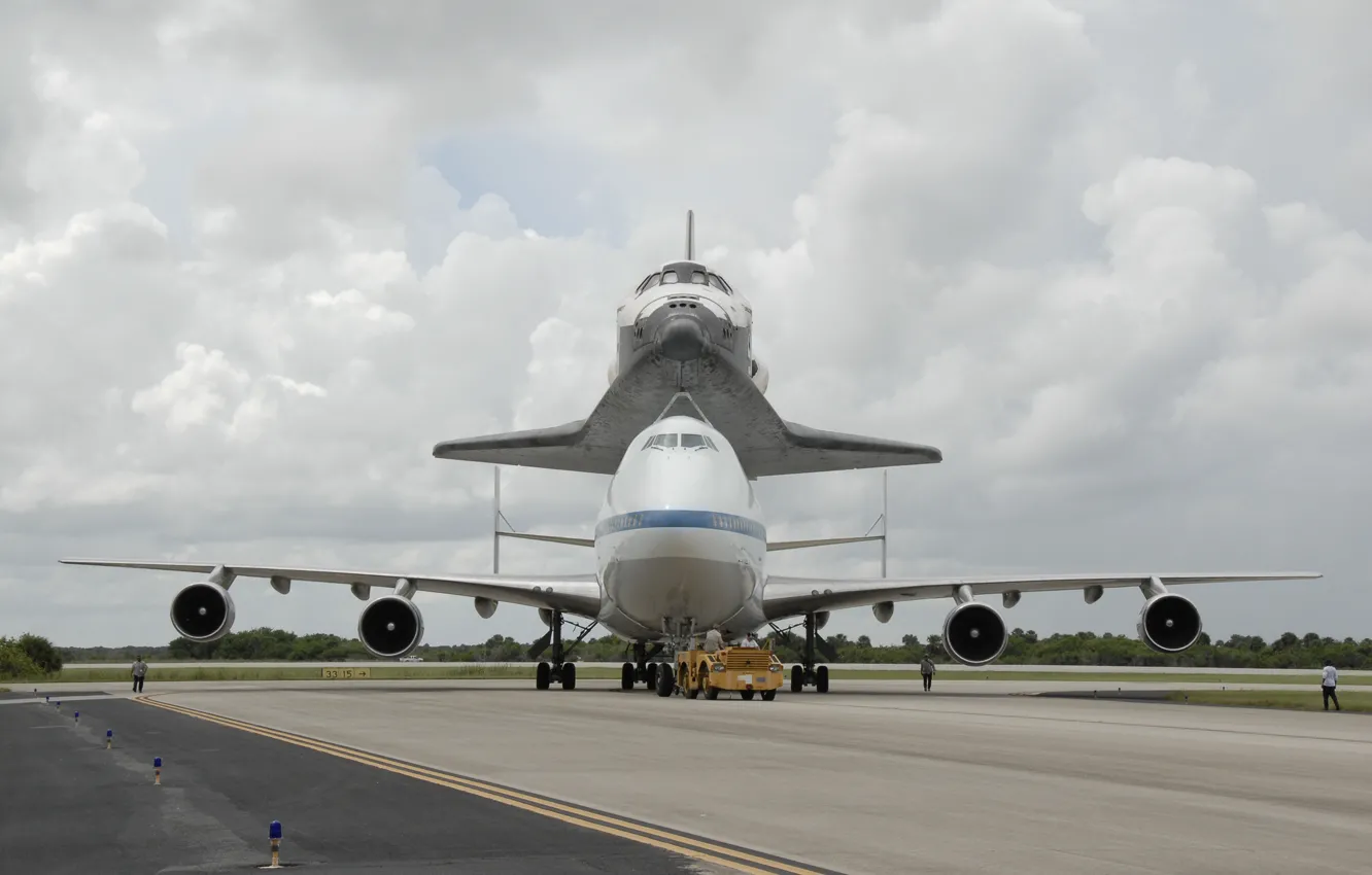 Фото обои шаттл, аэродром, Боинг, 747 Shuttle Carrier Aircraft (SCA)