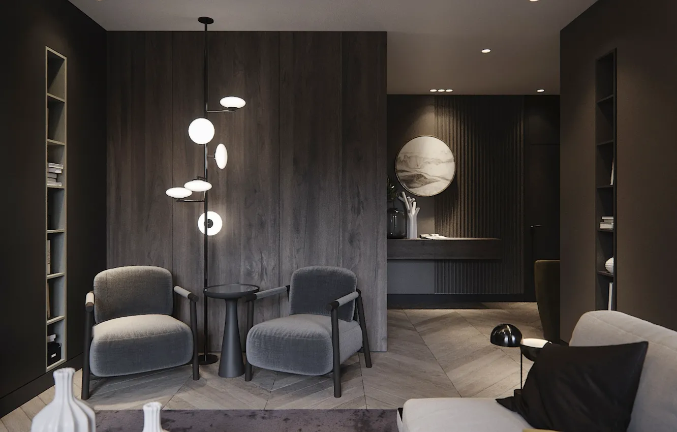 Фото обои дизайн, стиль, интерьер, кресла, гостиная, concept interior modern style single home