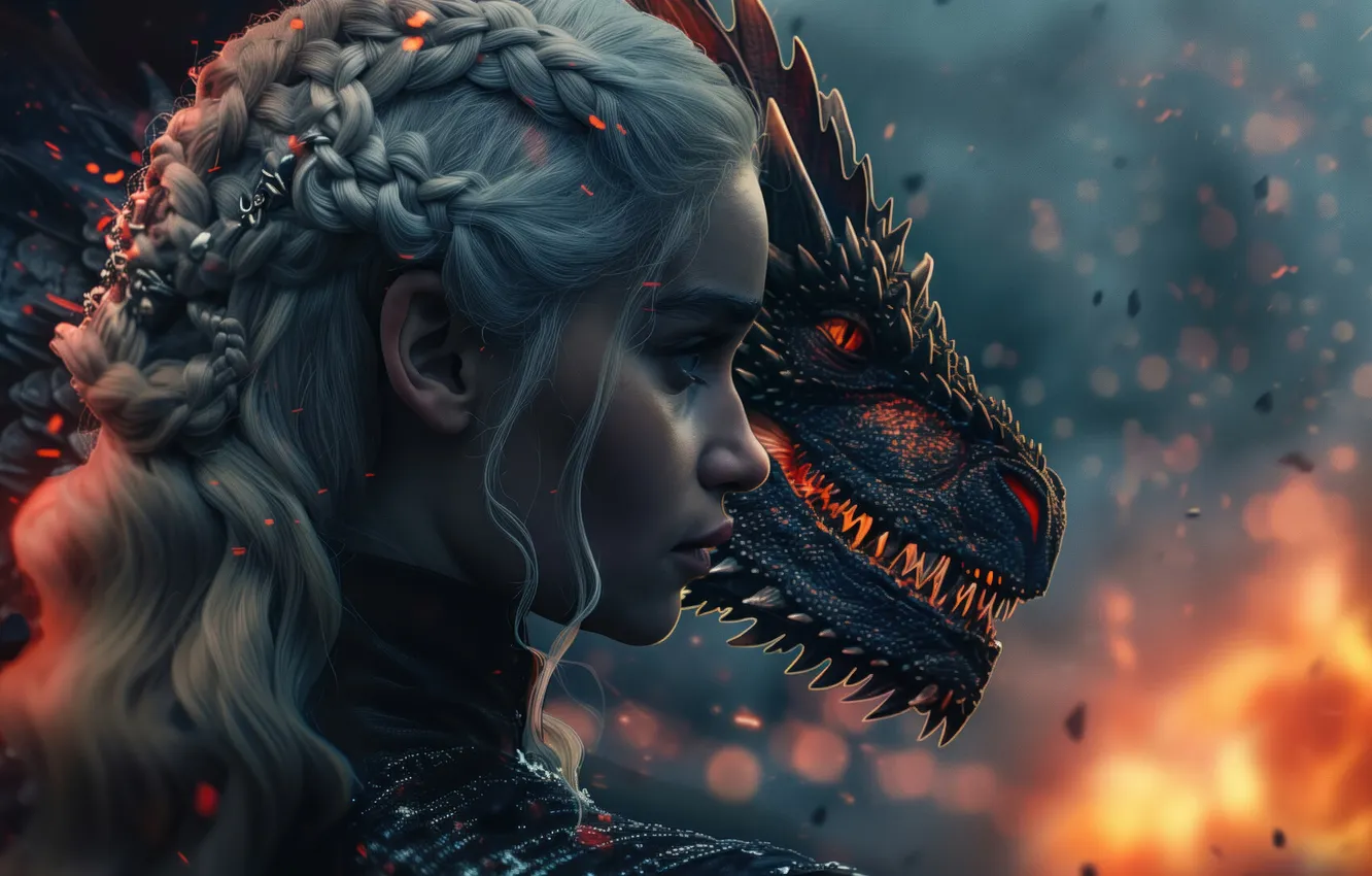 Фото обои девушка, фильм, дракон, Game of Thrones, Дейнерис Таргариен