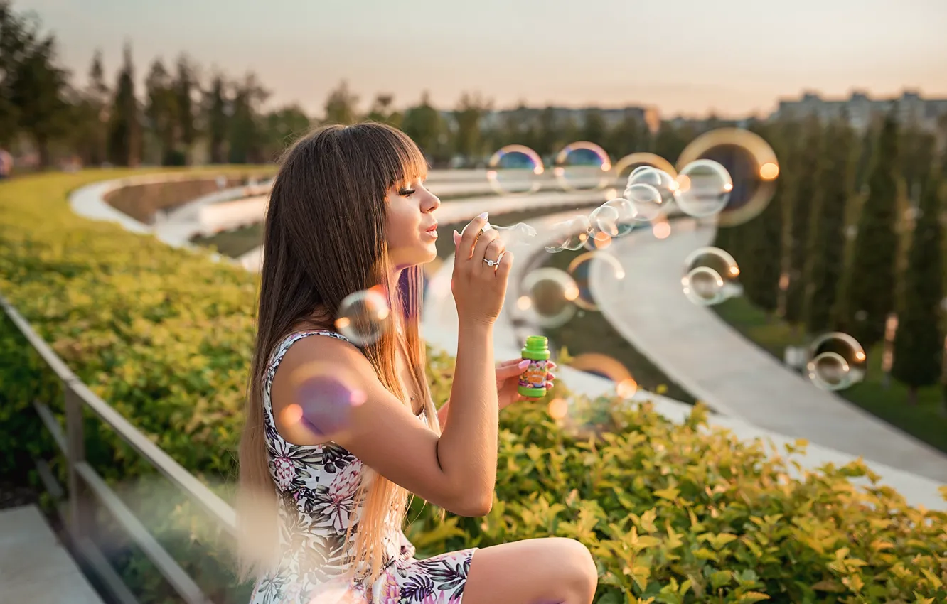 Фото обои girl, bubbles, pretty, Георгий Дьяков