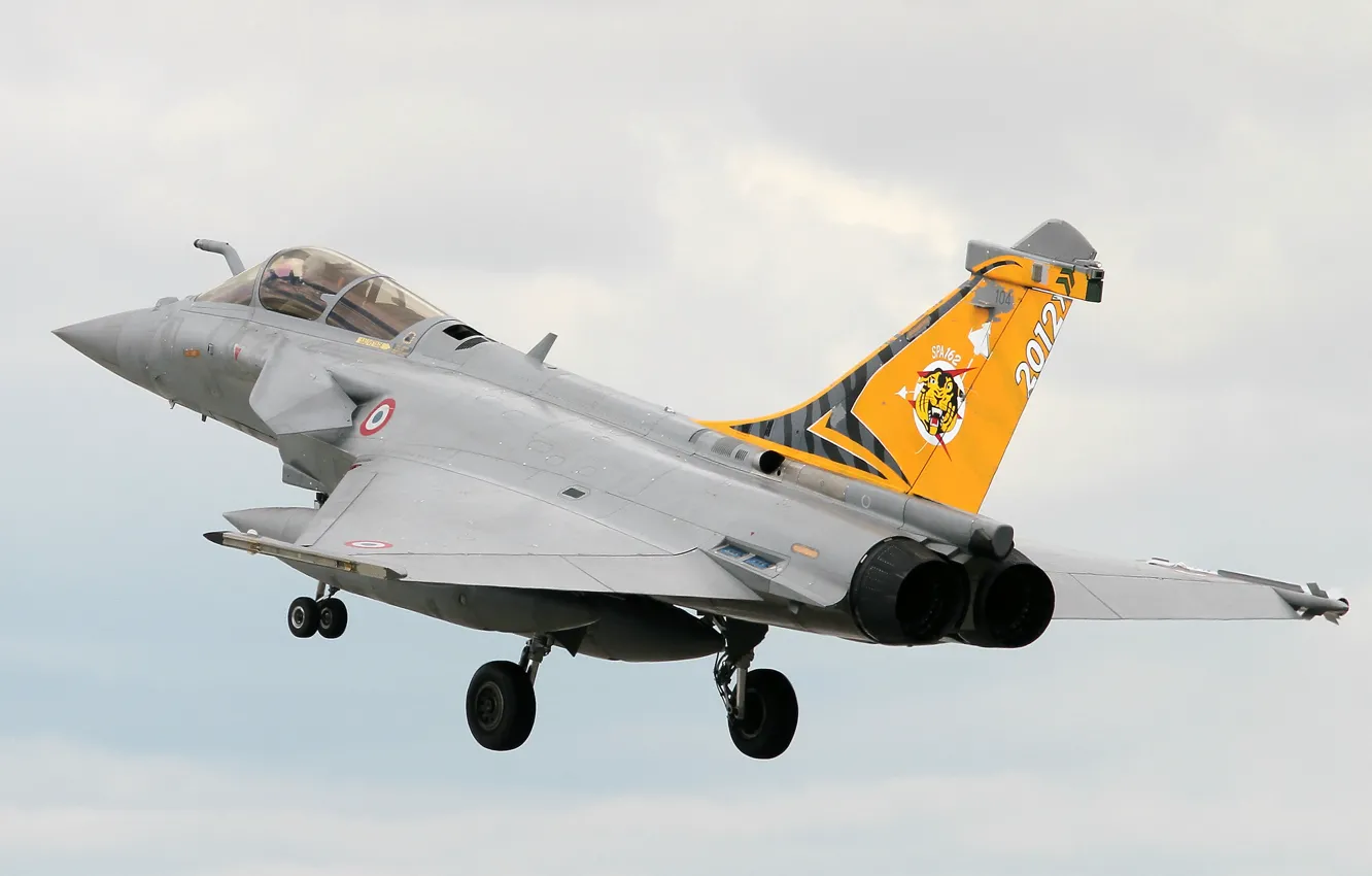 Фото обои небо, истребитель, взлет, многоцелевой, Rafale, «Рафаль»